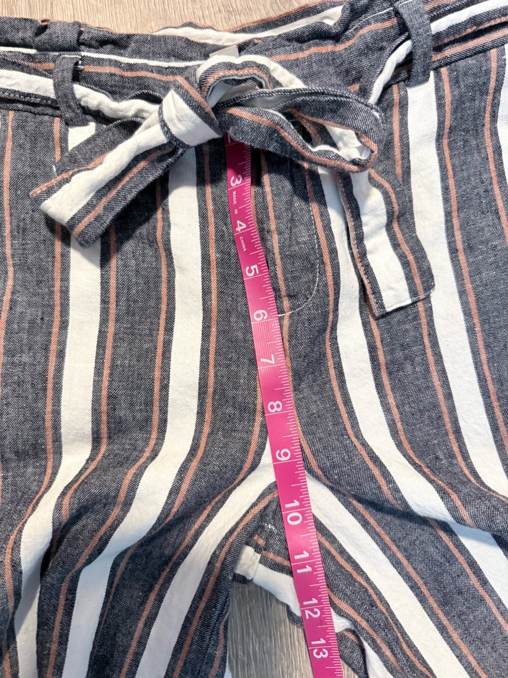 Banana Republic Linen Striped Wide-Leg Tie-Waist Pants - White, Navy & Brown - Picture 5 of 9